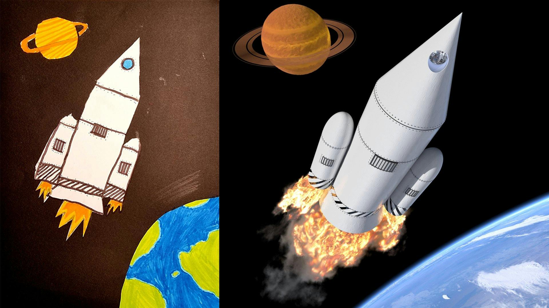 A rocket roaring between the planets (Thor Fülöpp & Nick Henning)